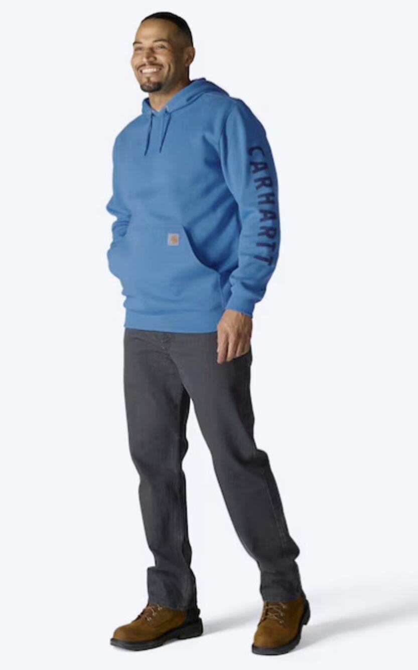 Carhartt Men's 2XL Horizon Blue Heather Rain Defender Fleece Hoodie HR13-20